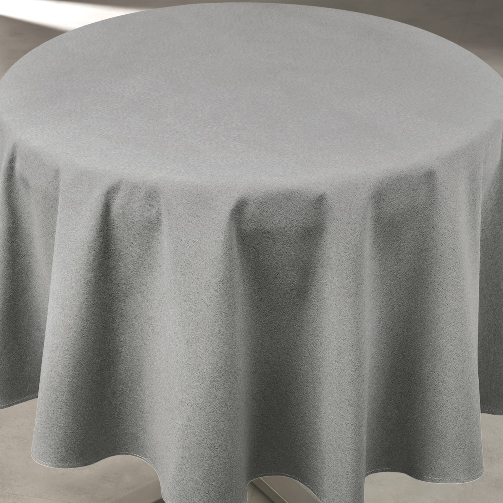 Nappe déperlante anti-taches  - Effet lin pour table ronde - Gris anthracite