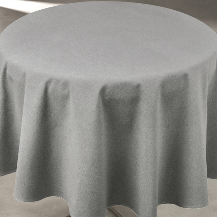 Nappe déperlante anti-taches  - Effet lin pour table ronde - Gris anthracite
