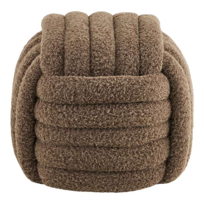 Pouf Napier in tessuto marrone con design annodato 48×48×43 cm