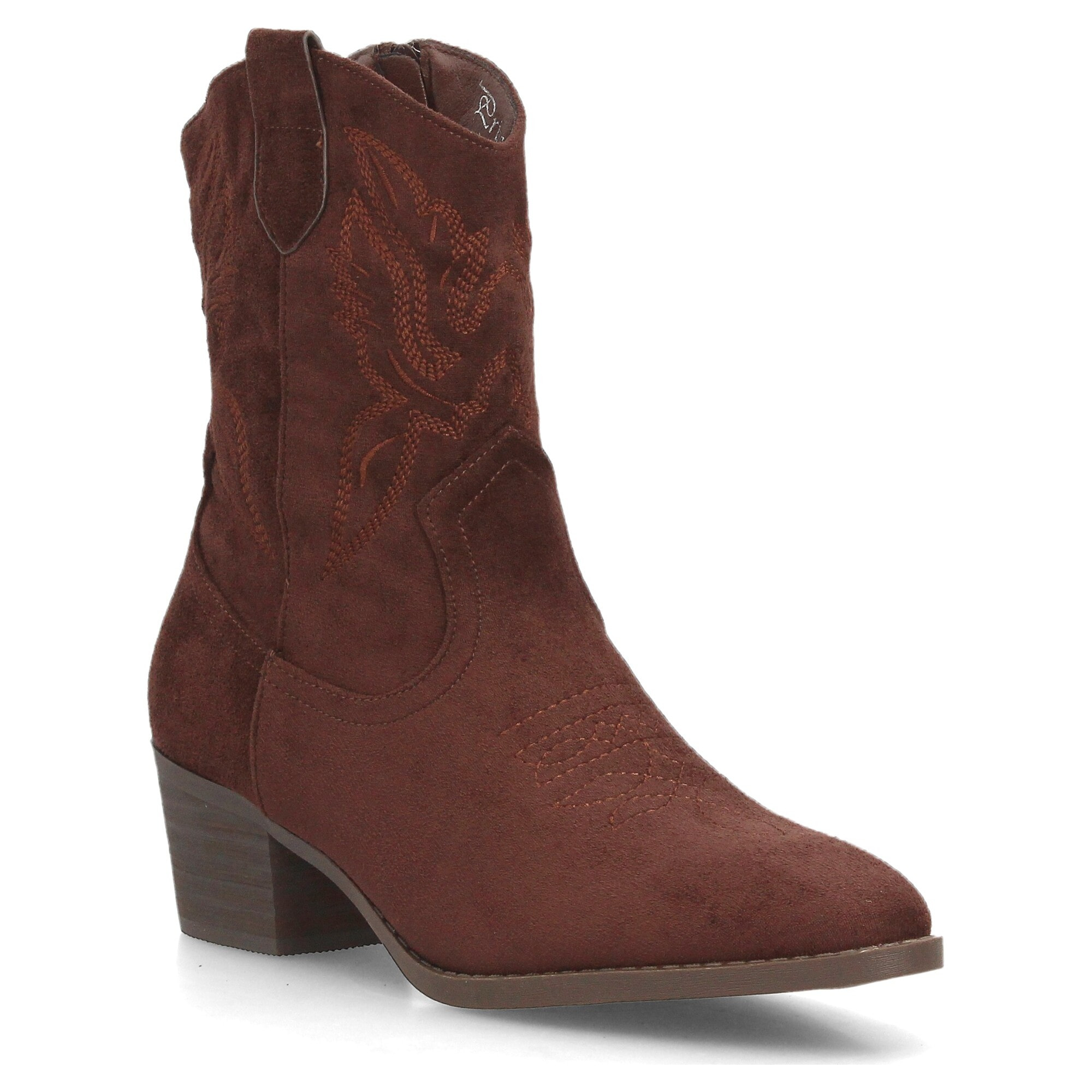 Botas cowboy bordadas con tacón ancho para mujer