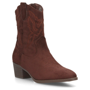 Botas cowboy bordadas con tacón ancho para mujer