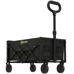 Chariot de transport pliable 60L porte arrière rabattable noir