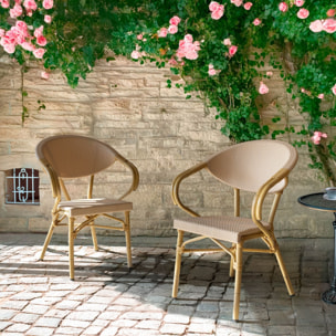 Lot de 2 fauteuils de table extérieur en textilène beige AMALFI