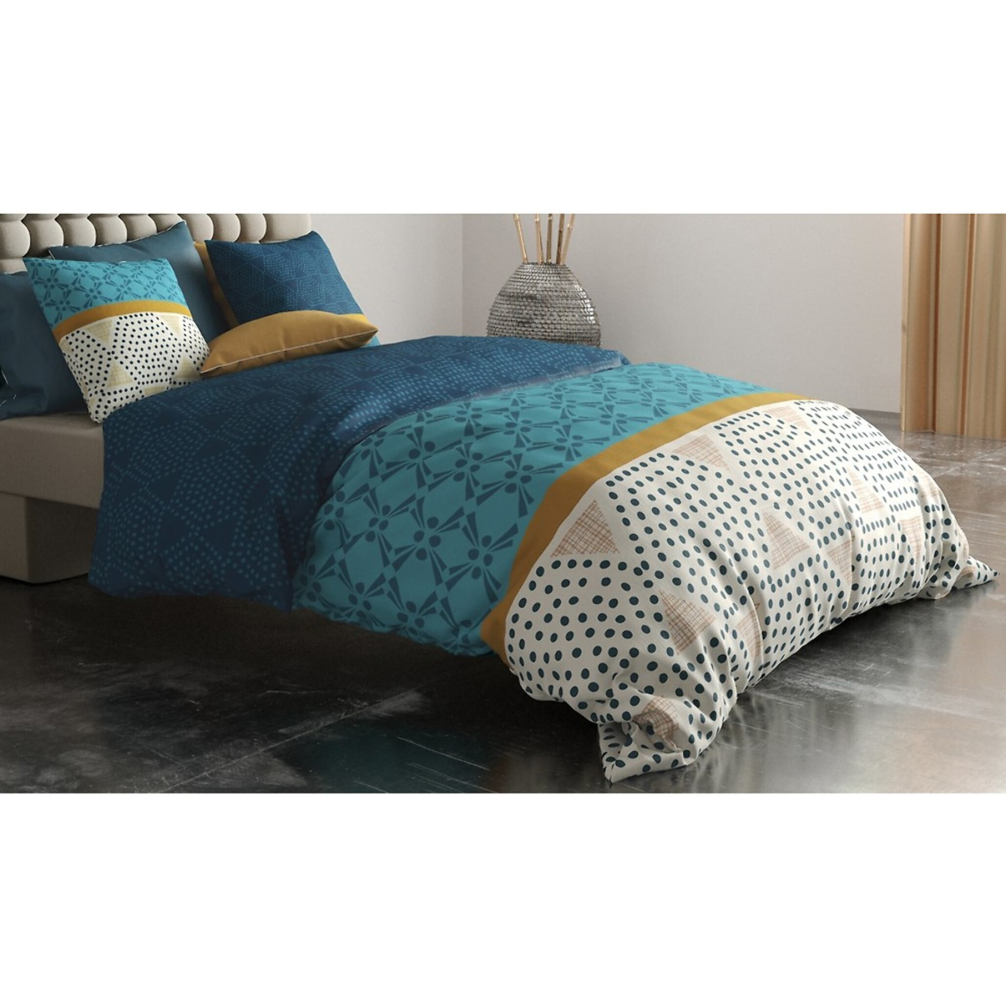 Parure housse de couette coton canard