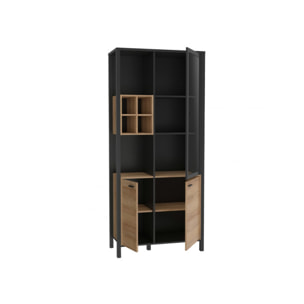 Vitrine multiples rangements en bois effet chêne - MIAMI