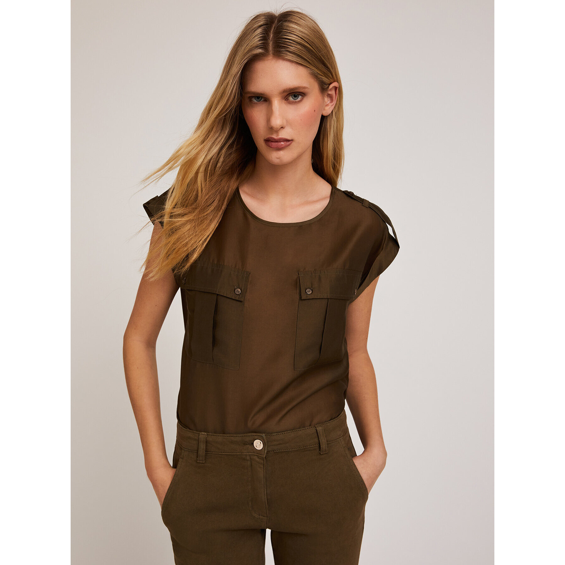 Motivi - Camicia in drill di cotone - Beige
