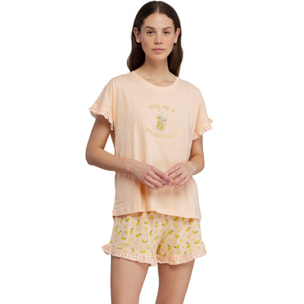 Pigiama donna corto cotone limonata Noidinotte