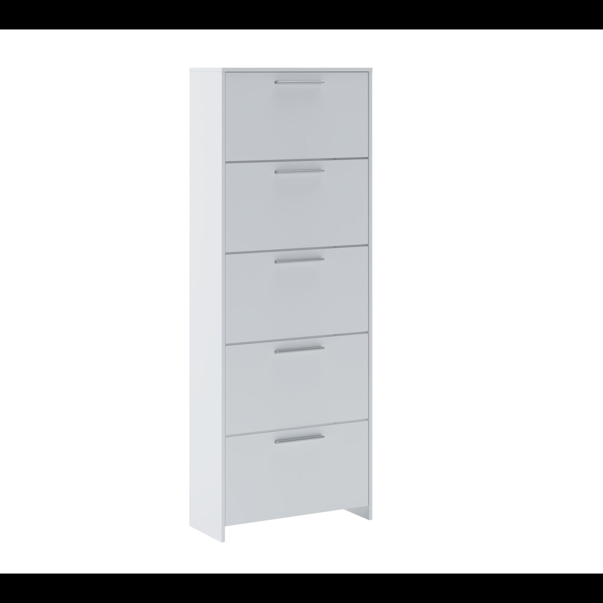 Scarpiera salvaspazio 5 Ante A Ribalta Moderna Maniglie In Alluminio Mobile Ingresso Slim Salvaspazio Scarpe Portascarpe Alta 187x68.5x28 Cm Bianco