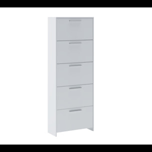 Scarpiera salvaspazio 5 Ante A Ribalta Moderna Maniglie In Alluminio Mobile Ingresso Slim Salvaspazio Scarpe Portascarpe Alta 187x68.5x28 Cm Bianco