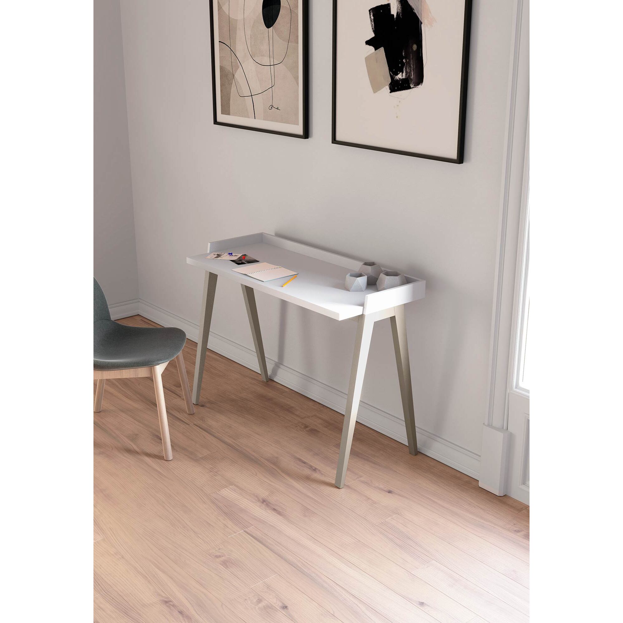 Escritorio Paris blanco y arena 81x111x50