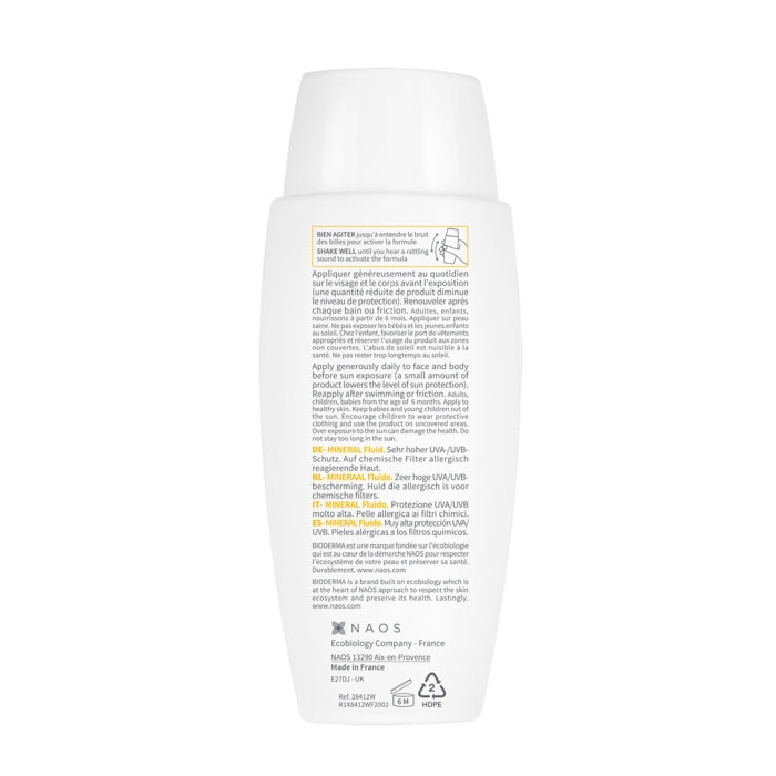 Photoderm Mineral - Fluide Pour Peaux Allergiques aux Filtres Chimiques - SPF50+ 75G