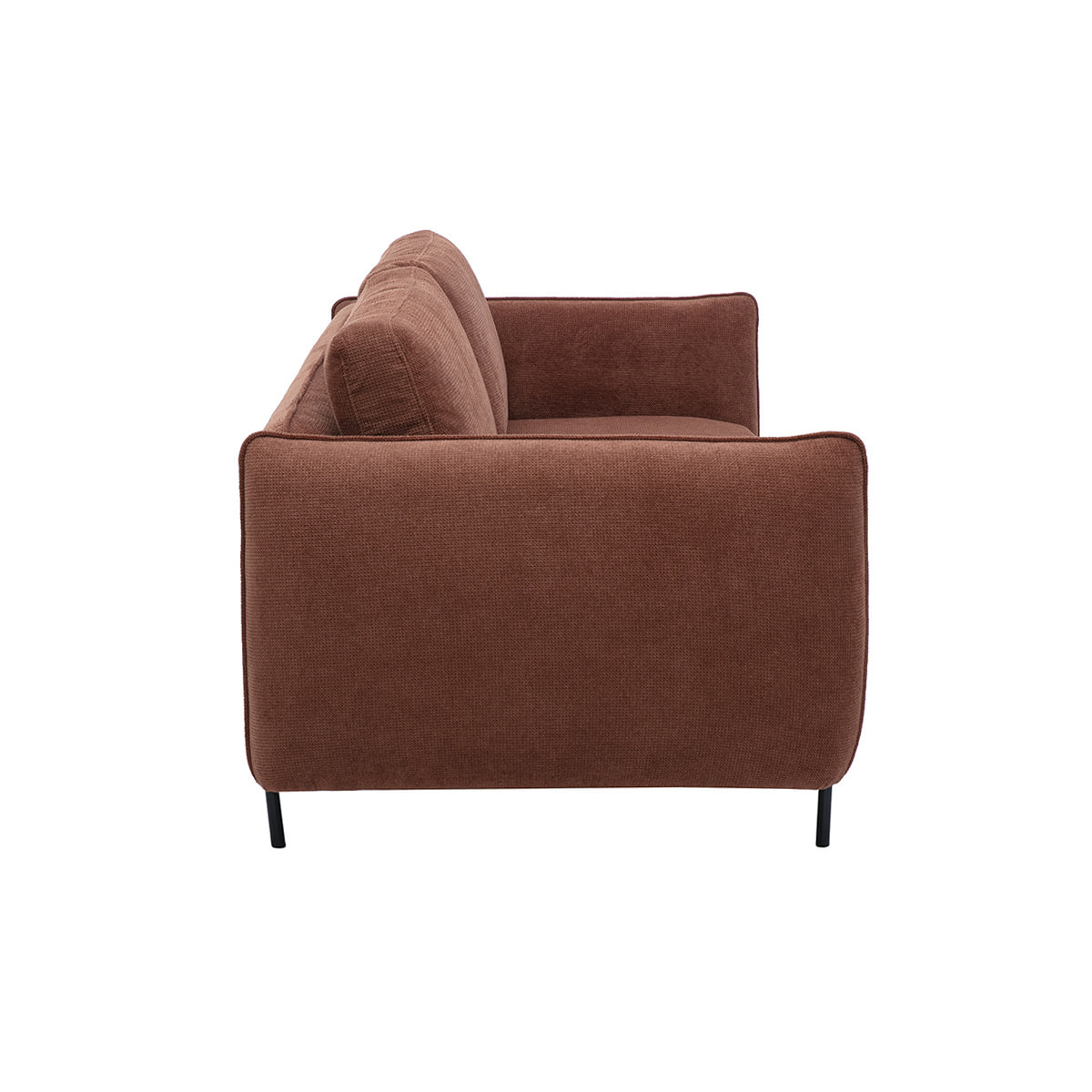 Canapé design 3 places en tissu chenille terre brûlée et métal noir TODD