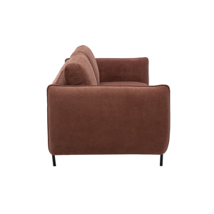 Canapé design 3 places en tissu chenille terre brûlée et métal noir TODD