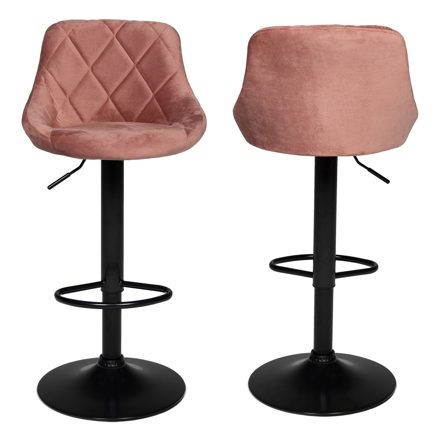 Tabouret de bar en velours rose ROBIN