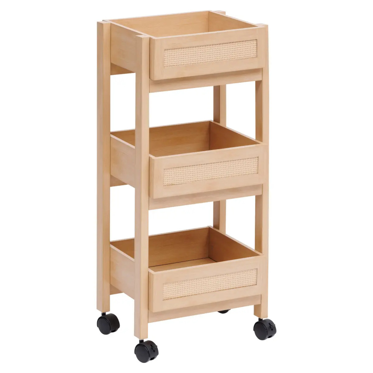 Desserte Cane 3 niveaux bois clair