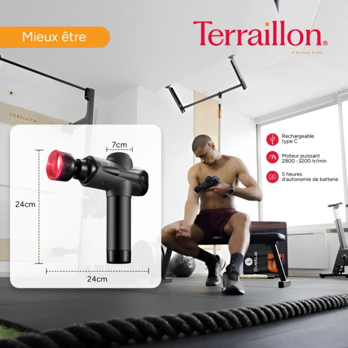 Pistolet de massage TERRAILLON de massage Expert chaud & froid