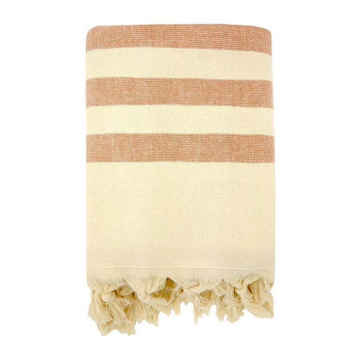 Fouta doublée éponge - Fidji Cannelle - 90x160cm - 340g/m²