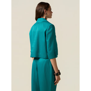 Oltre - Giacca cropped misto lino - Ottanio