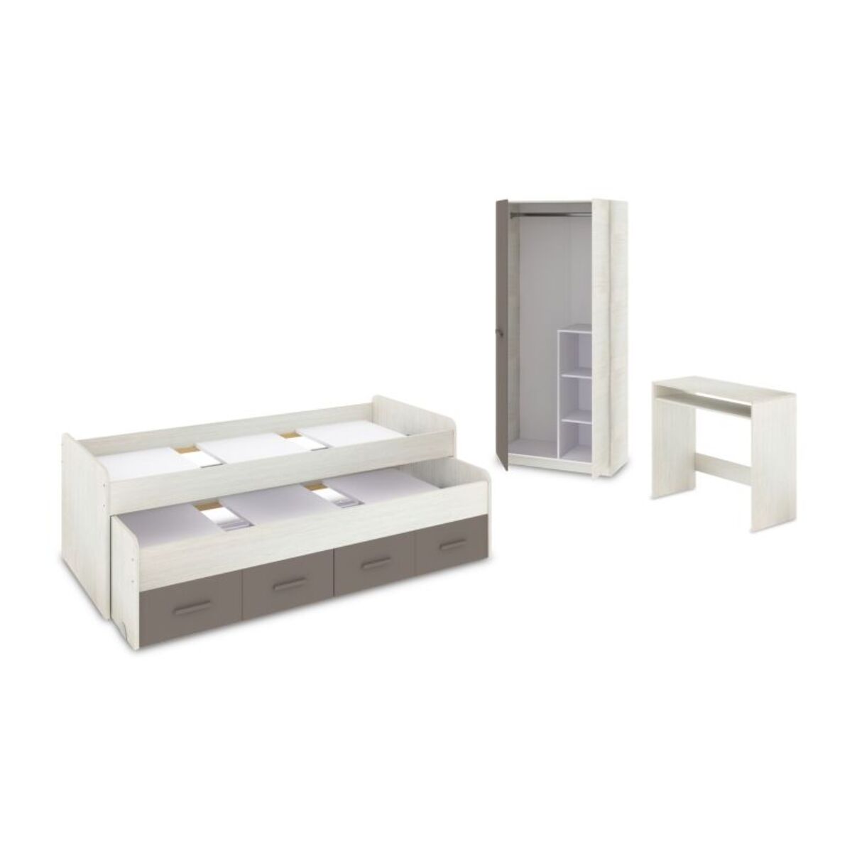 Dormitorio juvenil Axim Max Blanco Alpes - Basalto