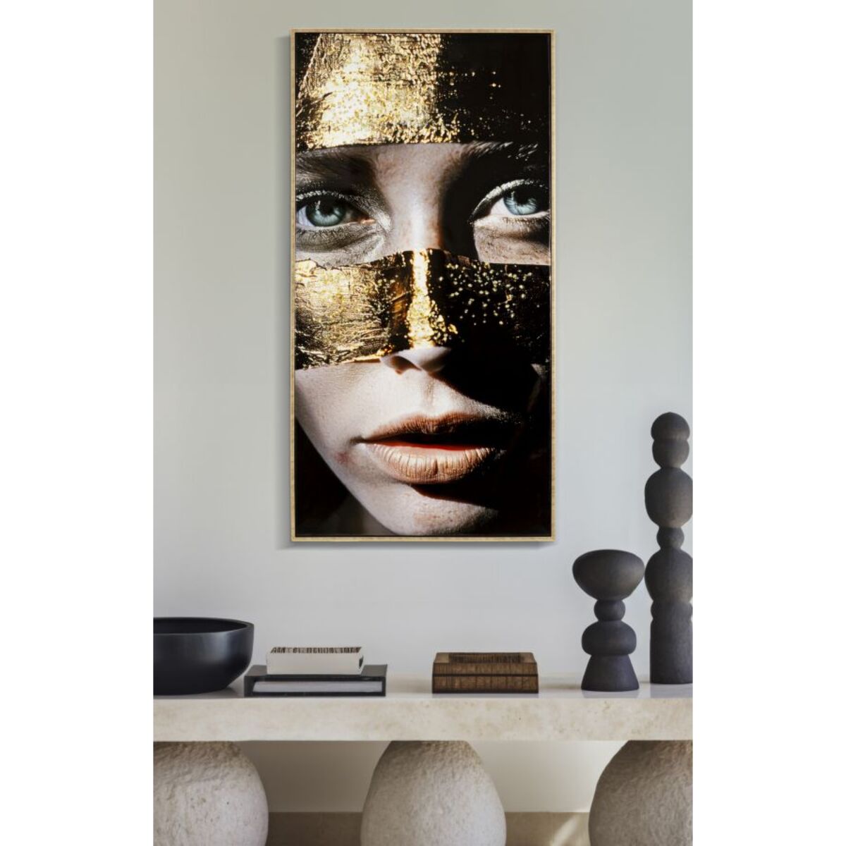 DIPINTO SU TELA LACCATO NAIROBI C/CORNICE -B- CM 52X4X102