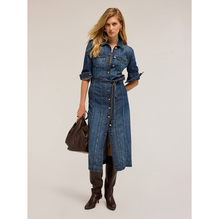 Motivi - Vestito chemisier in denim misto tencel - Blu