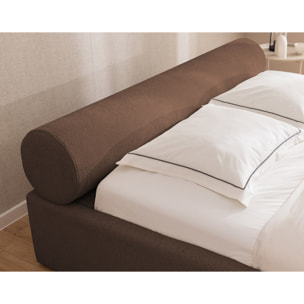 Billy - lit coffre - 140x190 cm - en tissu texturé - sommier inclus - Marron