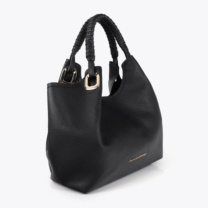 Shopper con manico intrecciato e dettagli metallici