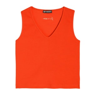 Top da donna slim fit in costina con scollo a V