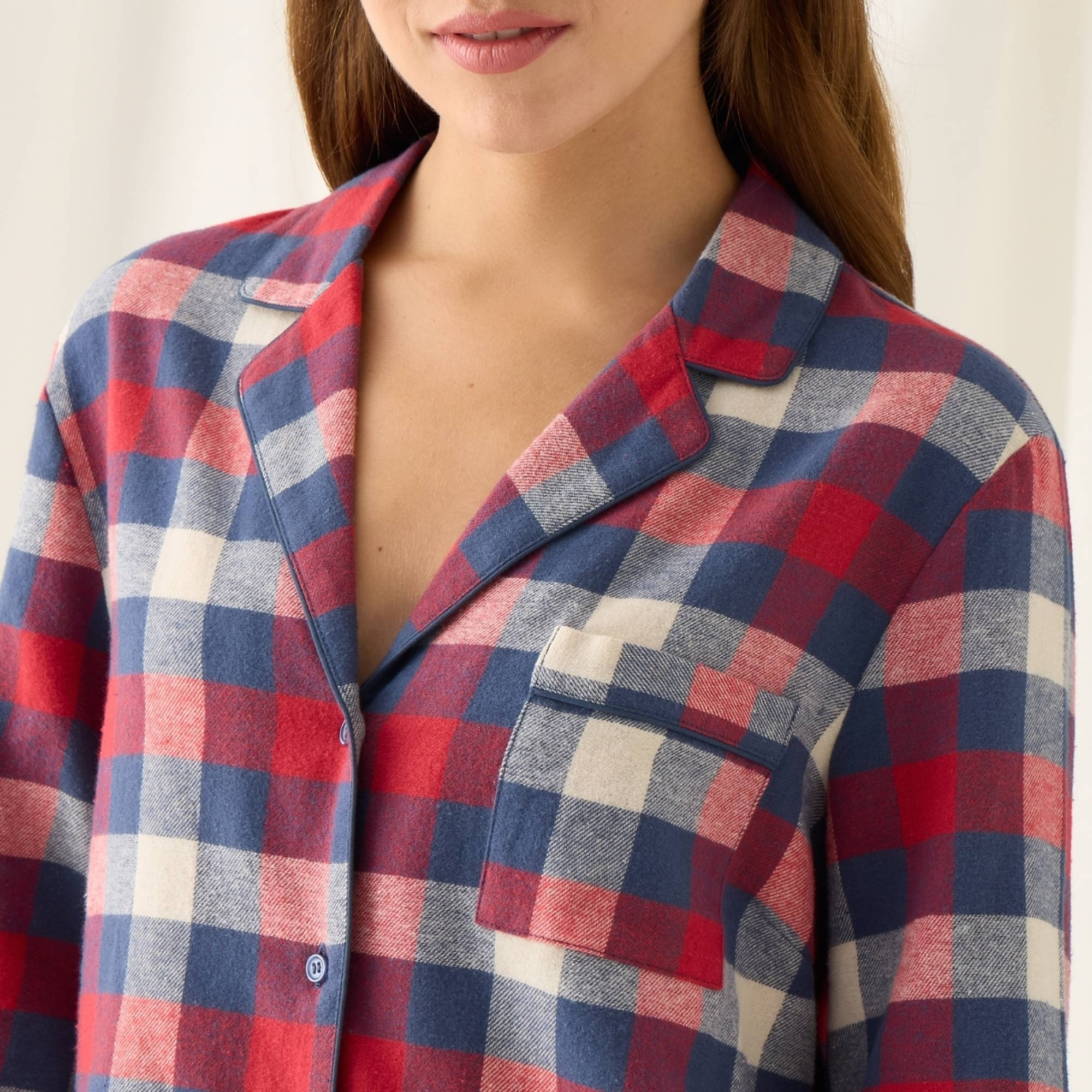 Camisa de algodón franela con cuadros Neusa color marfil crudo 100% Algodón