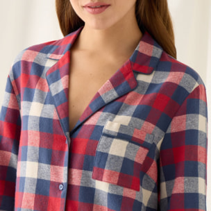 Camisa de algodón franela con cuadros Neusa color marfil crudo 100% Algodón