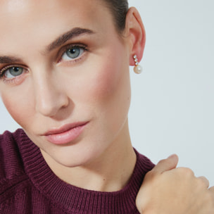 Pendientes acabado oro amarillo de 18k y Perla Blanca