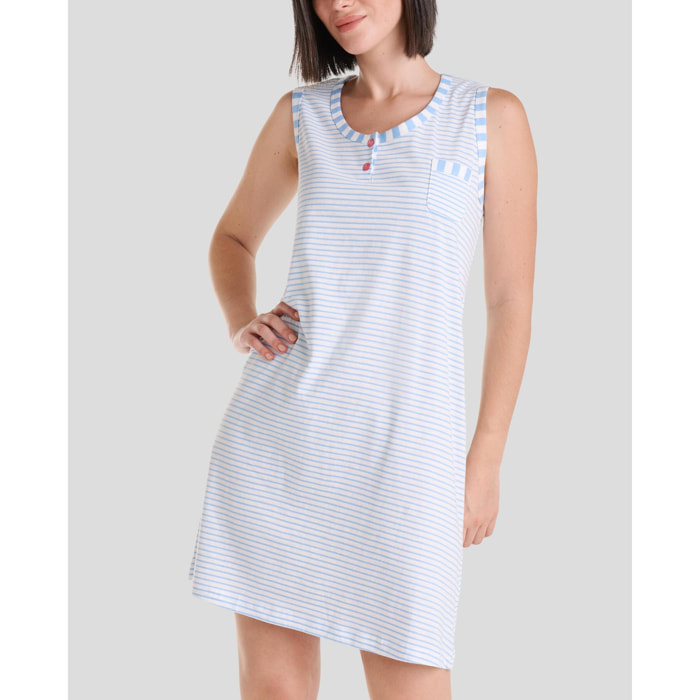 Camisón corto mujer rayas sin mangas ligero