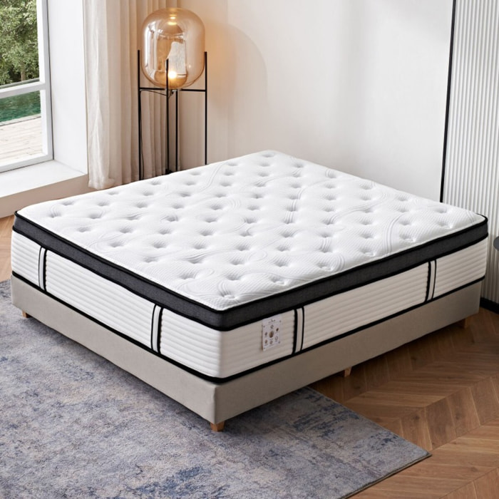 Matelas Carlton | 32cm | Latex, Mémoire de forme et Ressorts ensachés | Réduction des points de pression