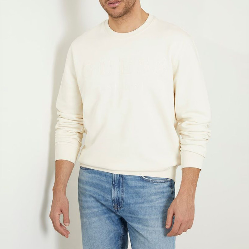 Sweat Beau - broderie - logo - crème