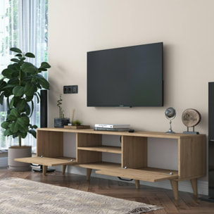 Mobile porta TV Dcastigli, Credenza da soggiorno, Armadio basso per TV, Base parete attrezzata, 180x35h48 cm, Noce