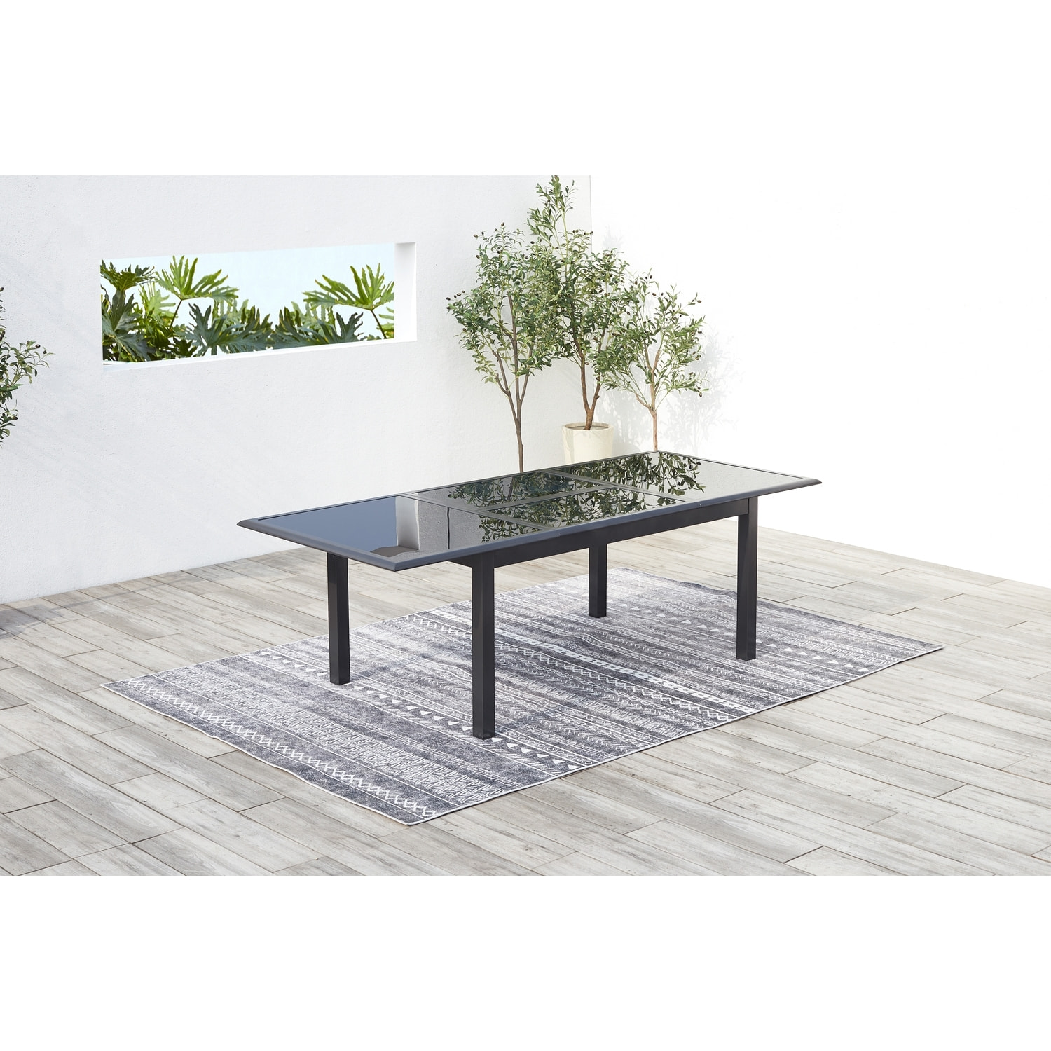 Table de jardin et 8 chaises en aluminium gris BAFFADI