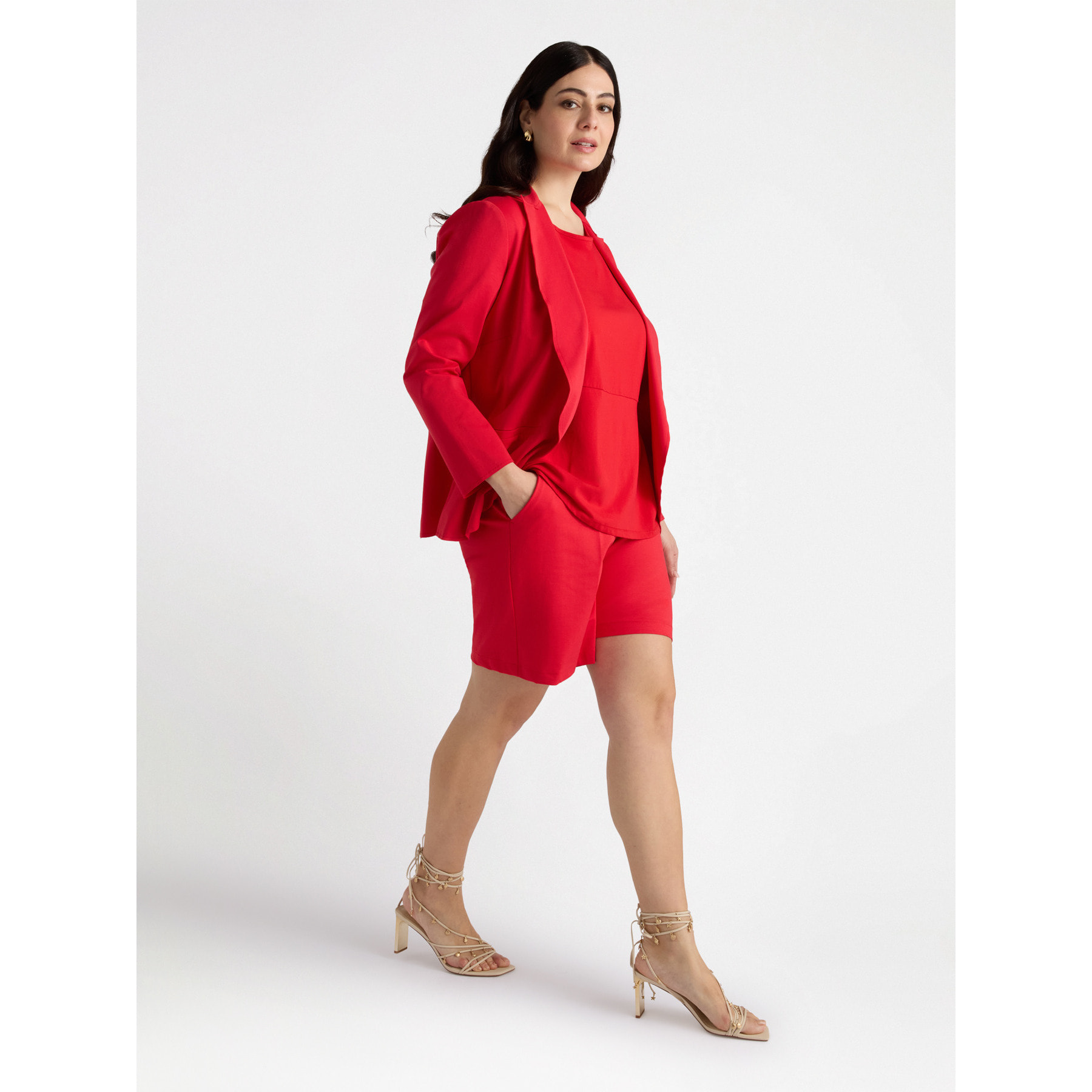 Fiorella Rubino - Pantalón corto en punto Milano - Rojo