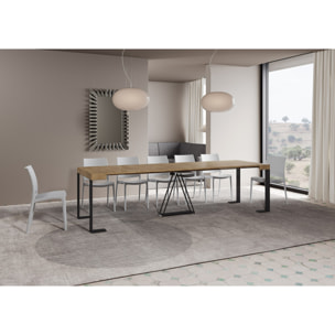 Consola extensible 90x40/300cm Zamat roble natural estructura antracita