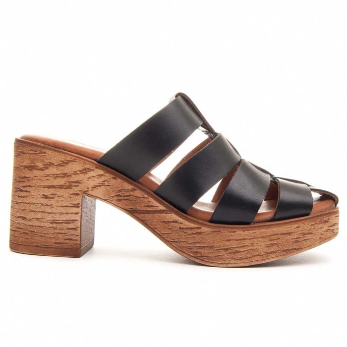 Sandalias De Tacón - Negro - Altura: 6 cm