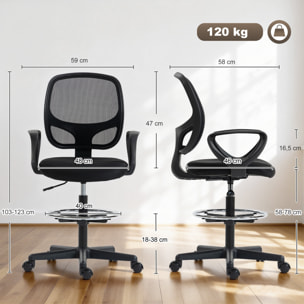 Chaise bureau ergonomique hauteur réglable tissu en maille noir