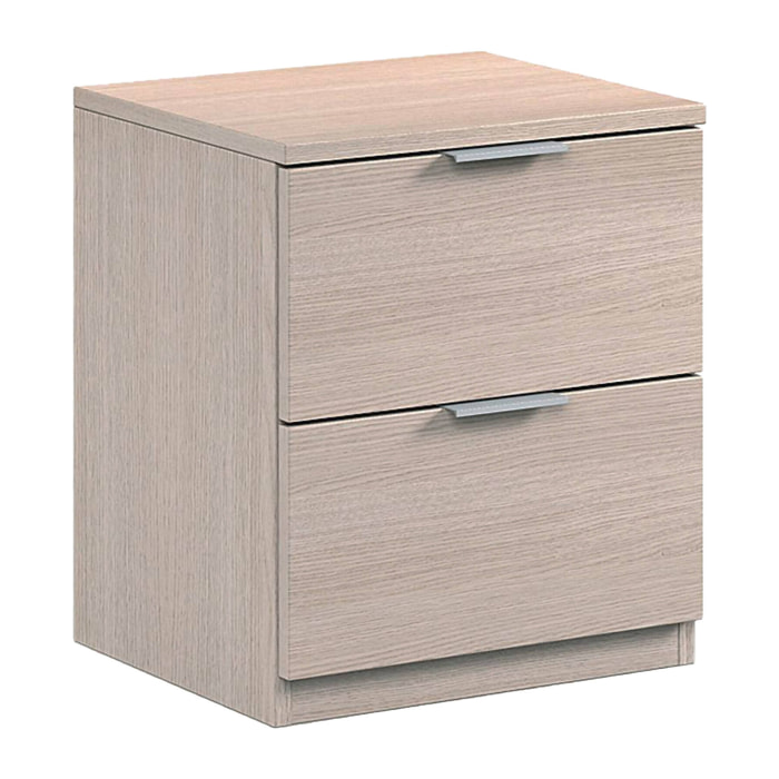 Comodino Syracuse, Comodino moderno a 2 cassetti, Tavolino da notte, Comò basso per camera da letto, cm 38x34h45, Rovere