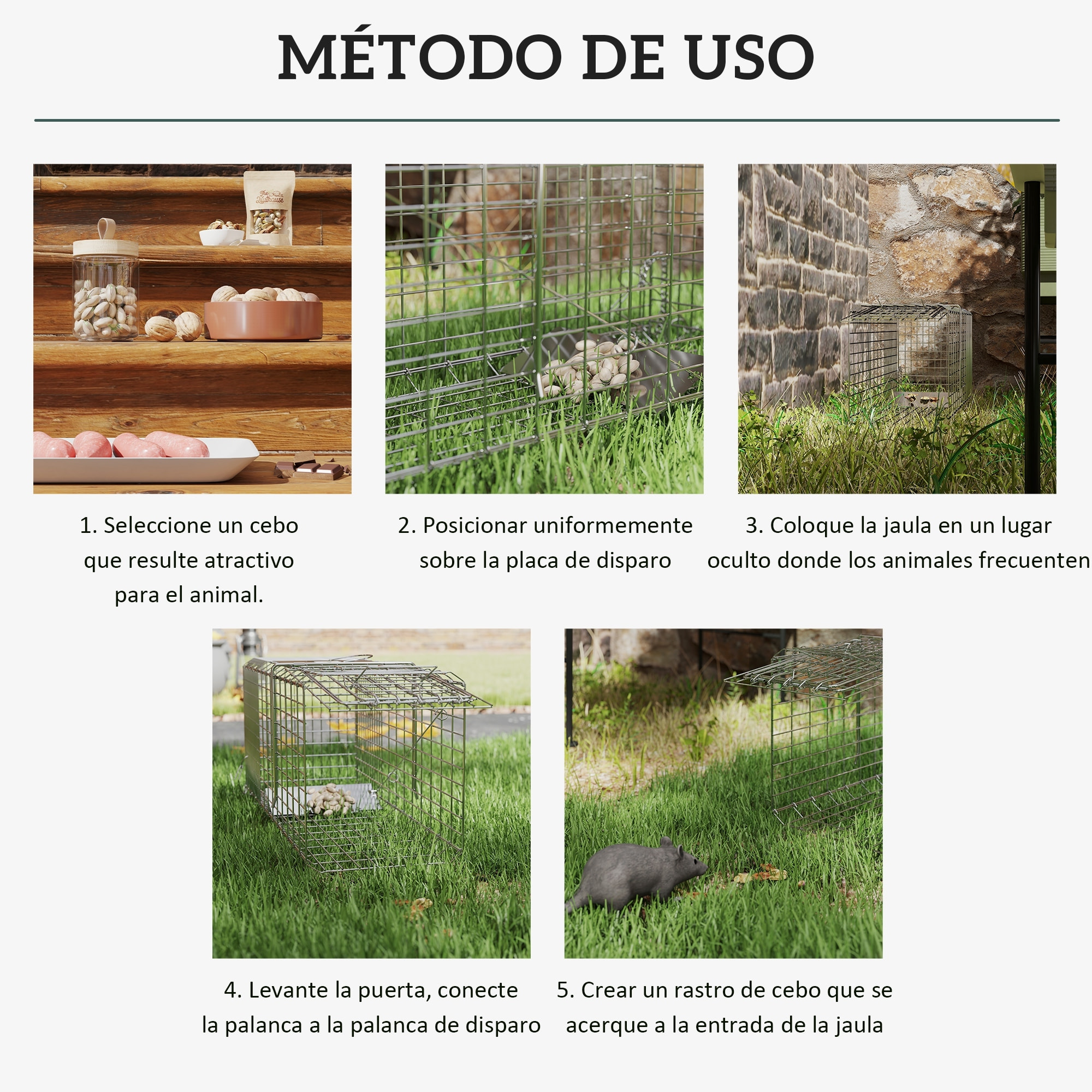 Trampa para Animales Vivos Plegable 66x24x30,5 cm Jaula de Captura de Alambre con Puerta y Asa para Conejos Ratas Roedores Plata