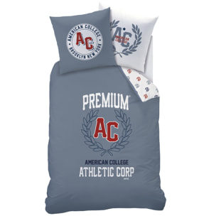 Parure de lit imprimée 100% coton, AMERICAN COLLEGE ATHLETIC