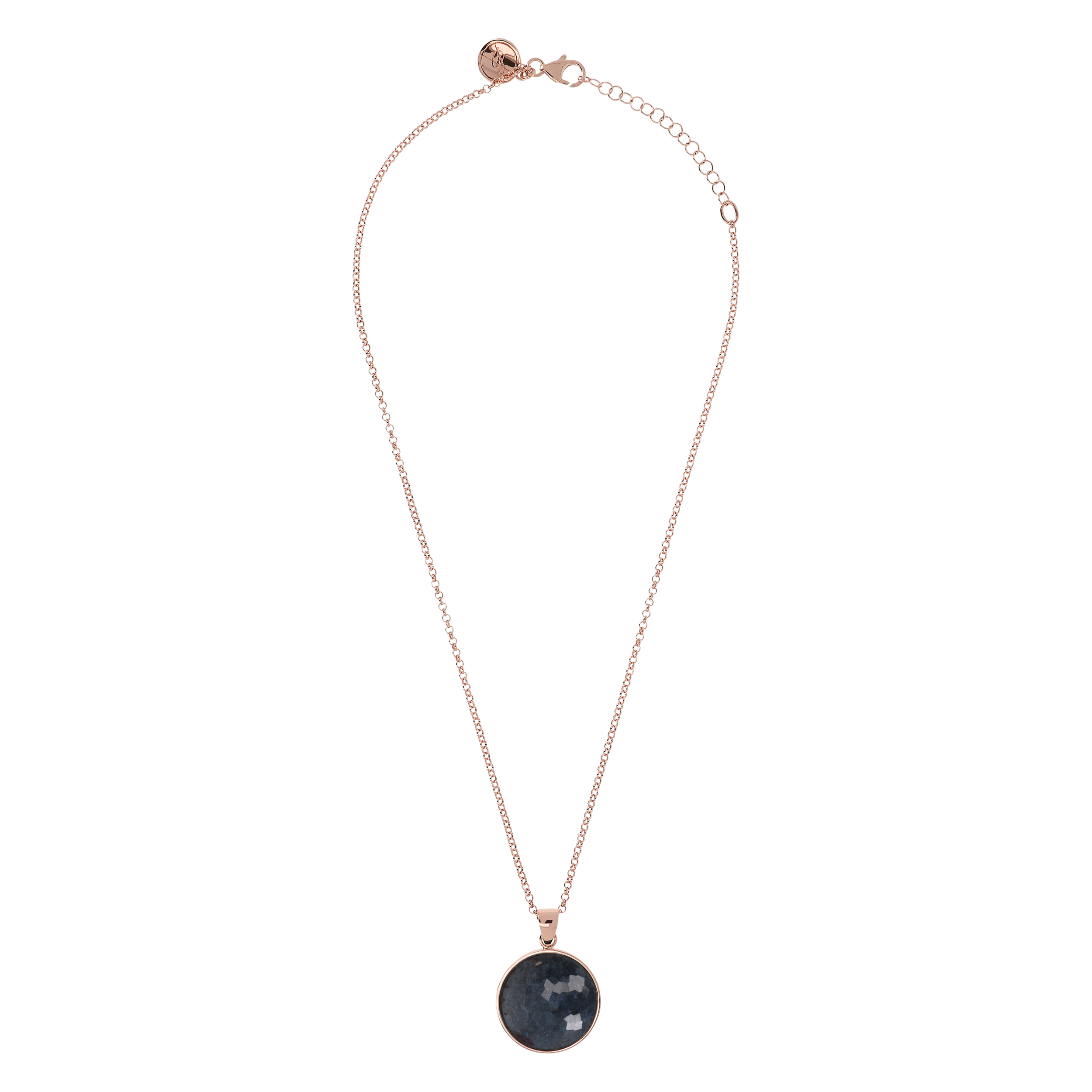 Collana con Pendente in Pietra Naturale Sfaccettata Dumortierite Blu