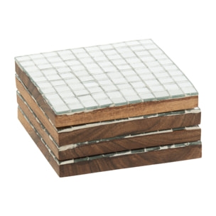 J-Line dessous de verre - bois - argent - boîte de 4