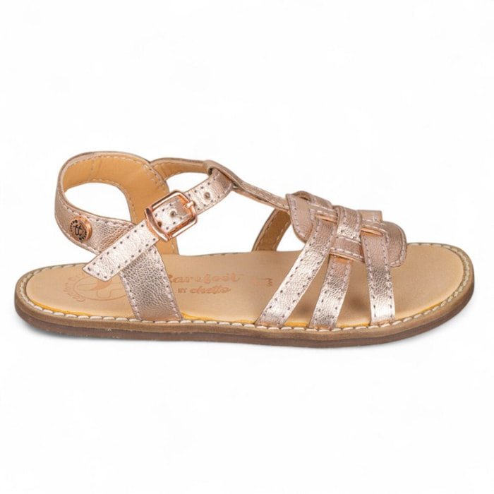 SANDALIA BAREFOOT PIEL CHETTO ORO ROSADO
