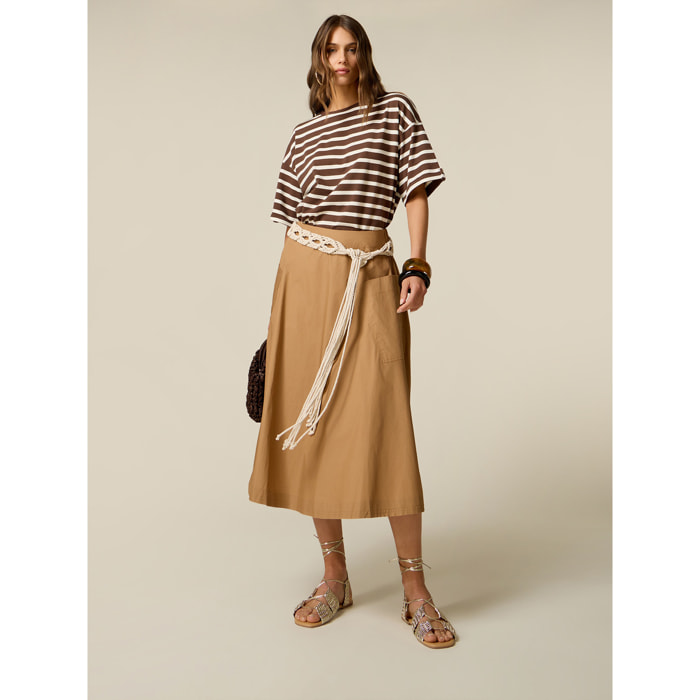 Oltre - Gonna svasata in popeline - Beige