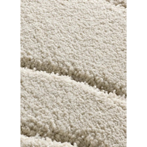 MOLIER Alfombra shaggy con formas abstractas en blanco, varias medidas disponibles.