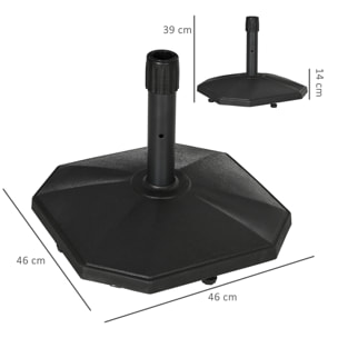 Pied de parasol base de parasol support parasol en polyéthylène pour mât Ø 32, 34 et 38 mm - 46 x 46 x 39 cm noir