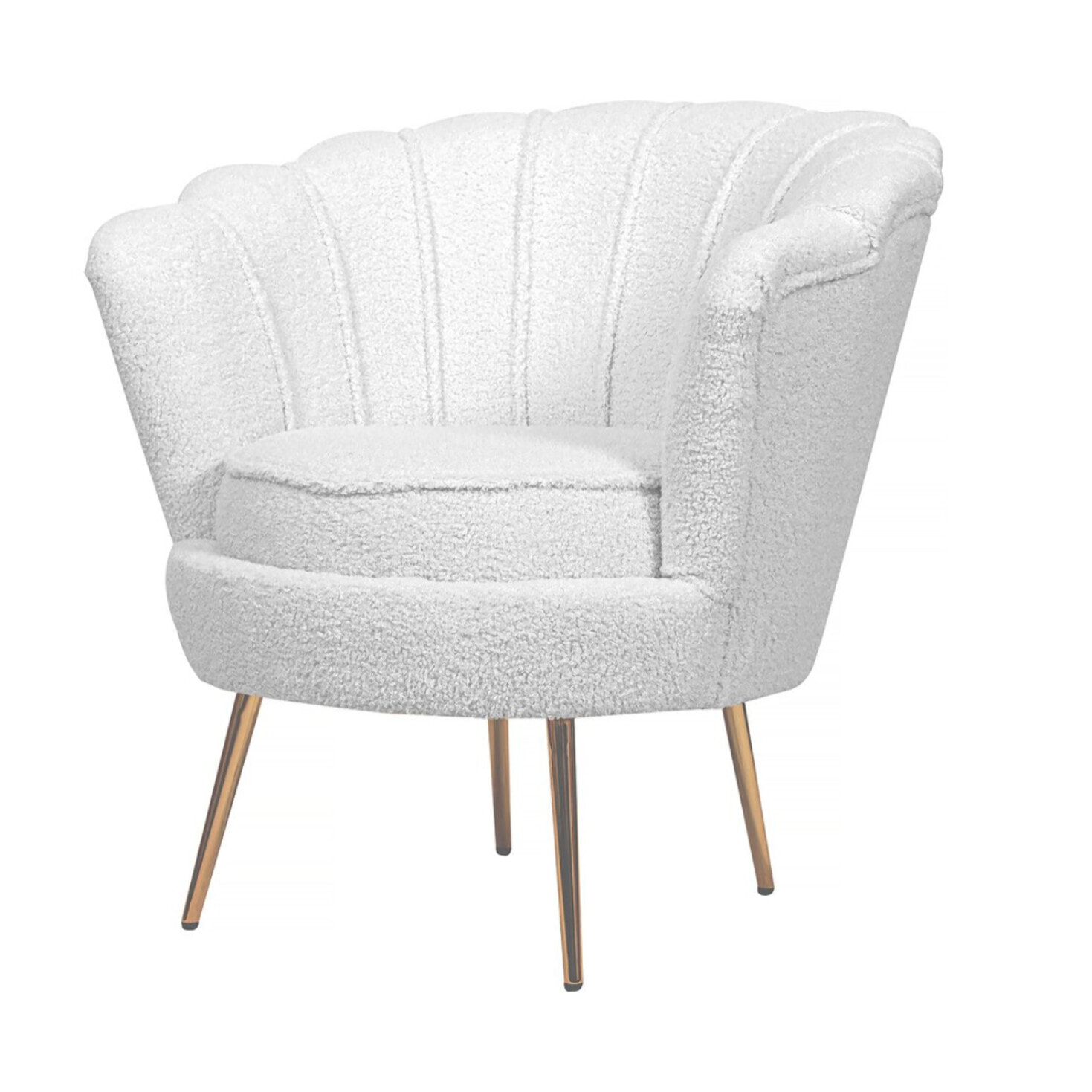 Fauteuil bouclette "Floria" - 75 x 68 x 77,5 cm -  Blanc